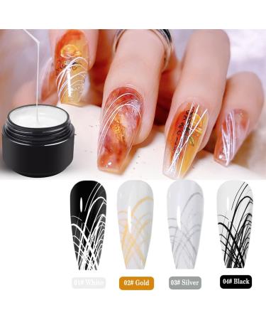 TEEROVA Spider Gel for Nail Art 4 Colors Elastic Nail Paint Drawing Spider Gel for Line Nail Art Liner Gel Polish Set with Line Drawing and Painting Pen Tools - Buy Online on GoSupps.com