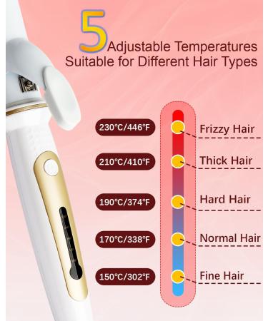 Professional 1.1 Inch Ceramic Tourmaline Curling Iron - 5 Temp Settings Dual Voltage Long Lasting Curls - Buy Online on GoSupps.com
