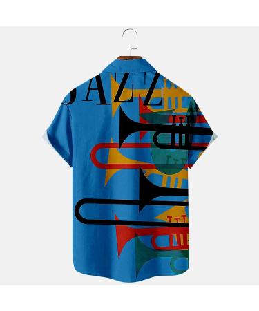 BEUU Men's Short Sleeve Jazz Print Hawaiian Shirt for Summer Beach - Casual Button Down Regular Fit Top - Buy Online on GoSupps.com