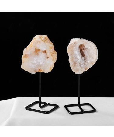 Natural Agate Slice with Metal Stand Crystal Geode Raw Crystal White Crystal Clusters Minerals Specimen Geode Agate Stone for Crystal and Home Decor PEIQIYIN Stone Mineral Specimen - Buy Online on GoSupps.com