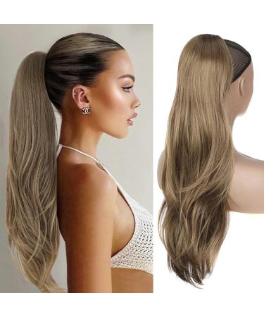 PORSMEER 26 Natural Curly Drawstring Ponytail Extension | Brown Synthetic Hairpiece for Women - Daily Use/Party - Brown-8/26 - Buy Online on GoSupps.com