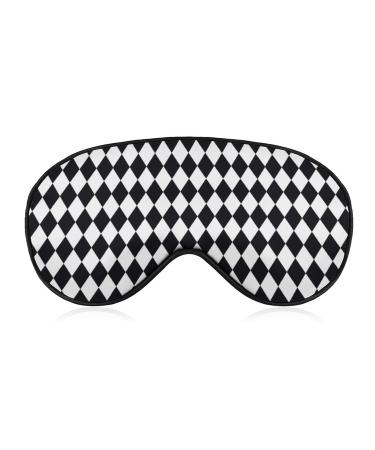 Black and White Tile Sleep Mask for Women Adjustable Sleeping Eye Shades Cover with Elastic Strap