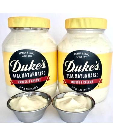 Duke's mayonnaise 30 ounce jar (Pack of 2) and two stainless steel sauce cups Bundle by Chicerr