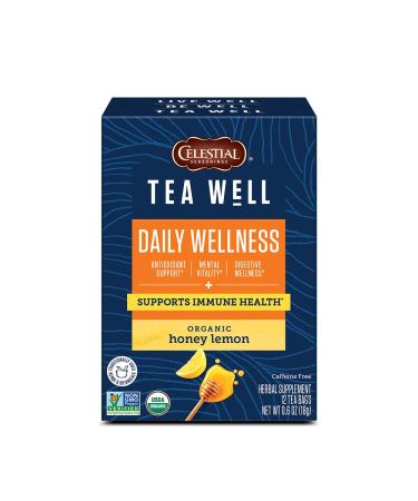 Celestial Seasonings Herbal Tea Daily Wellness Organic Honey Lemon Caffeine Free 12 Tea Bags 0.06 oz (1.6 g) Each