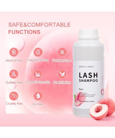 Lash Shampoo 600ml/Eyelid Foaming Cleaner/Detergent for Extensions and Natural Eyelashes/Paraben&Sulfate Free Safe Makeup/Professional&Self Use(Peach) 600ML-peach - Buy Online on GoSupps.com