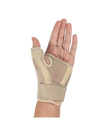 Thumb Splint with Wrist Brace - Thumb Support Brace for Wrist Hand Thumb Stabilizer Fits Both Right Left Hand for Men and Women One Size Beige-1pcs