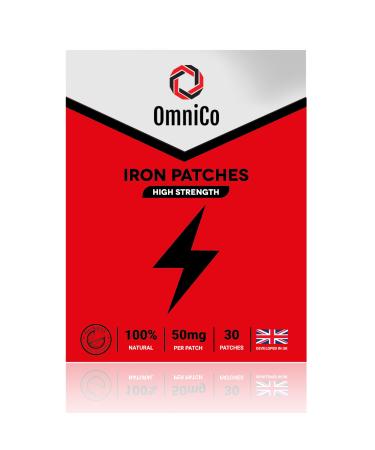 OmniCo Iron Patches 50mg High Strength - 30 Patches with Vitamin C 100% Natural Ingredients Transdermal Vegan Iron Supplement Patches for Energy - Iron Topical Patch for Men & Women