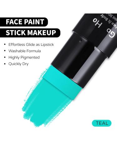 Go Ho Teal Water-Based Face Paint Stick 1.06 Oz - Non-toxic Cream Body Makeup for Theater, Halloween, SFX Cosplay - Washable & Full Coverage for Adults and Children - Buy Online on GoSupps.com
