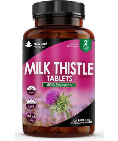 Milk Thistle Tablets 4000mg - 80% Silymarin High Strength - 120 Tablets - Milk Thistle Supplements - Vegan GMO-Free Gluten-Free Made in The UK Food Supplement - Milk Thistle Capsules Alternative 120 Count (Pack of 1)
