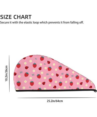 Hair Towel Wrap for Quick Drying | Cute Strawberry & Ladybugs Design | Towel Turban with Button for Effortless Hair Care - Buy Online on GoSupps.com