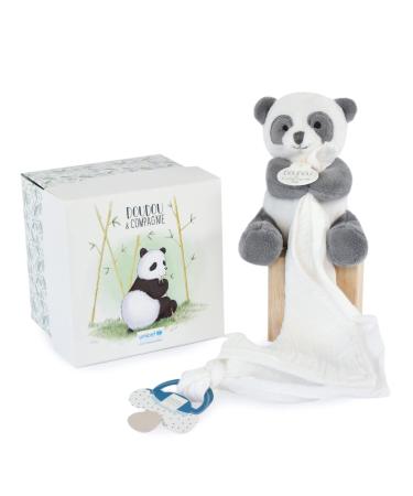 Doudou et Compagnie - Unicef Collection - Cuddly toy pacifier chain Panda Schwarz & White - Schnuller 12 cm - for birth for girls and boys - DC3984 - Buy Online on GoSupps.com