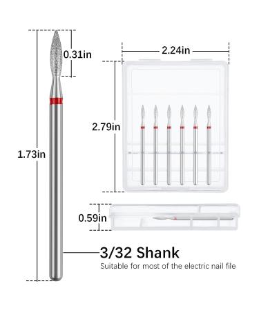 Difenni Cuticle Drill Bit - Red-Flame Nail Prep Tool for Electric Nail File Machine | 3/32'' Cuticle Clean Drill Bit - Buy Online on GoSupps.com