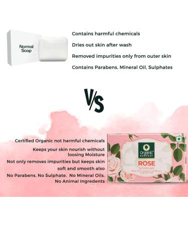 Organic Harvest Gentle Cleansing Rose Bathing Bar For Skin Moisturisation Ideal For All Skin Types 100% American Certified Organic Paraben & Sulphate Free 125gm - Buy Online on GoSupps.com