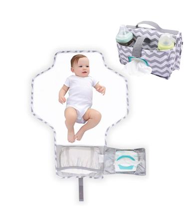 wintfarm Portable Nappy Changing Mat Baby Travel Changing Mat with Storage Milk Bottles Pockets for Toddlers Infants & Newborns