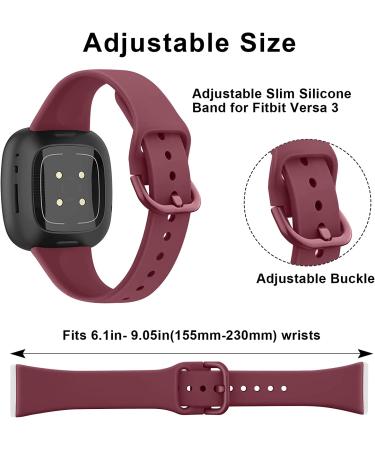 Fitbit Versa 3 & Fitbit Sense Bands - Pack of 3 Soft Silicone Replacement Wristbands in Wine Red, Pink Sand, and Grey - for Men and Women - Buy Online on GoSupps.com