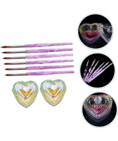 Ipetboom 1 Set Nail Art Crystal Cup Nail Glass Dish Glass with Lid Nail Liquid Nail Painting Drawing Pens Liquid Powder Dish Nail Brush for Acrylic Application Nail Kits Tool With Cover Abs - Buy Online on GoSupps.com