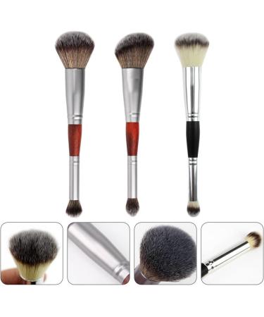 Hemoton 3pcs Double-ended Makeup Brush Blush Brush Cosmetic Supplies Makeup Blush Make up Kit Wooden Handle - Buy Online on GoSupps.com