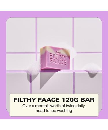 Faace Filthy Face & Body Bar As Seen On Dragons Den - Daily Multi-Tasker for All Skin Types - Cleans Freshens Softens and Smoothes - Made in UK - Vegan & Organic Skincare - Buy Online on GoSupps.com