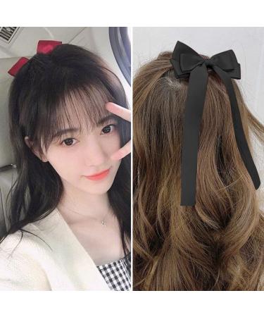 Red and Black Bow Hair Clips Set for Women and Girls - 2pcs Ribbon Hair Bows Barrettes and Hairpins - Buy Online on GoSupps.com