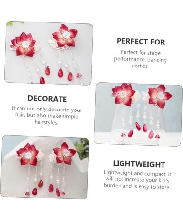 FAVOMOTO 3 Pairs Hair Accessories Flower Hairpin Chinese Tassel Hair Clip Lady Hairpins Hair Clips Accessories Japanese Flower Hair Clip Pearl Tiara Crystal Chinese Style Child Safflower - Buy Online on GoSupps.com
