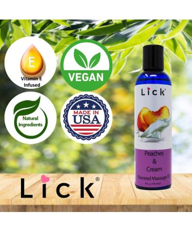 Peaches and Cream Massage Oil | Vegan Edible Body Oil with Vitamin E & Sweet Almond Oil | Relaxing Non-Sticky Full Body Massage for Men & Women - 4 oz - Buy Online on GoSupps.com