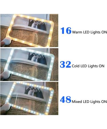 MANJIAMEI Magnifying Glass with Light for Reading 3X Reading Magnifier with 48 LEDs 3 Lighting Modes Folding Handheld Large Screen for Seniors Newspaper Books Small Print - Buy Online on GoSupps.com