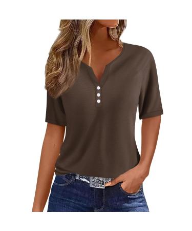 Women short-sleeved T-shirt with a V-neck classic cut round short tea shirts tops printed women t-shirt shoulder-free top women tshirt women summer t shirt olive green women brown l
