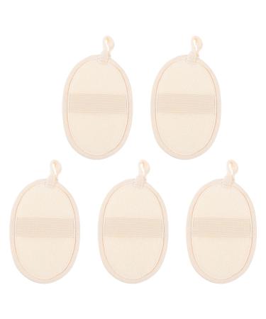 DOITOOL Bath Loofah 5pcs Exfoliating Face and Body Wash Cloths - Soft Scrubber Towel for Oil or Dry Skin - Beige - Buy Online on GoSupps.com