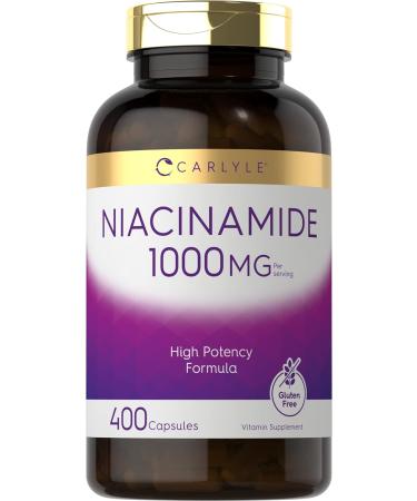 Carlyle Niacinamide Vitamin B3 1000 mg | 400 Capsules | High Potency Formula | Non-GMO Gluten Free Supplement - Buy Online on GoSupps.com