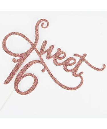 Tenhaisi Glittery Rose Gold Sweet 16 Cake Topper Happy 16 Birthday Party Supplies Sweet 16 Wedding Anniversary Party Decorations Cheers to 16 Party Supplies - Buy Online on GoSupps.com