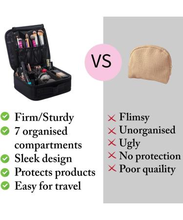 Buy Stylish Black Makeup Bag for Women - Travel Cosmetic Bag with Compartments | International Shipping Available - Buy Online on GoSupps.com