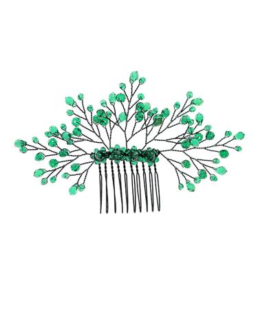 Angoily Green Branches and Leaves Hair Comb Wedding Hair Clip Hair Comb Green Rhinestone Barrettes Prom Tiara Rhinestone Hair Barrette Hair Pin Crystal Leaf Accessories Banquet