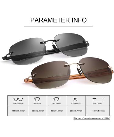 Rimless Bifocal Reading Glasses - UV400 Sunglasses Blue Light Blocking Lightweight Sun Readers for Men & Women - Perfect for Outdoor Driving & Safety - Tinted Lens Eyewear 3.0 - Buy Online on GoSupps.com