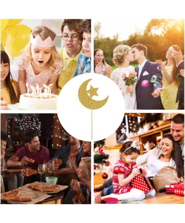 Eid Mubarak Cupcake Topper Sticks Glitter Eid Cake Decorations Muslim Party Supplies Moon Star - Buy Online on GoSupps.com