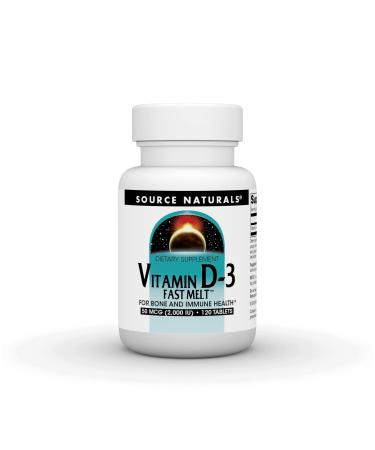 Source Naturals Vitamin D-3 2000 iu Supports Bone & Immune Health - Black Cherry Peach Flavor - 120 Fast Melt Tablets 120 Count (Pack of 1)
