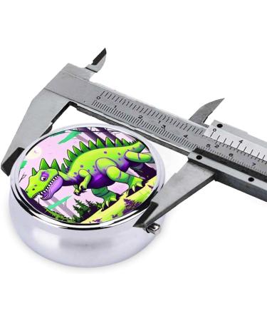 Green Dinosaur Round Pill Box - 3 Compartment Organizer for Travel | Portable Pill Storage Solution - Buy Online on GoSupps.com