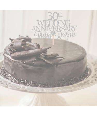 30th Pearl Custom Wedding Anniversary with Both Names. Any years any Names Personalised Cake Topper Glitter Card (GLITTER SILVER) - Buy Online on GoSupps.com
