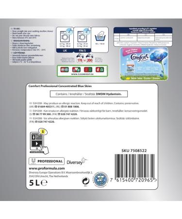 Comfort Professional Formula Blue Skies Concentrated Fabric Softener - 5L (200 Washes) | Long-Lasting Freshness for Your Laundry | Fabric Softener | Detergent 5 l (Pack of 1) - Buy Online on GoSupps.com