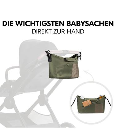 Hauck Large Stroller Organizer Bag - Diaper Bag with Cup Holder | Easy Fastening & Accessibility (Olive) - Ideal for Buggy & Baby Strollers - Buy Online on GoSupps.com