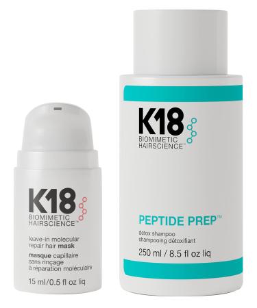 K18 Hair Repair Kit - Hair Mask (15ml) and Detox Shampoo (8.5 oz)