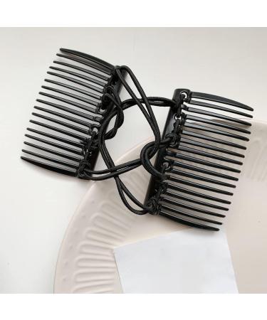 2 Pcs Plastic Double Hair Combs Adjustable Elastic Hair Comb Easy Hair Bun Comb Stretchy Double Comb Hair Clip for Curly Thick Wavy Hair - Buy Online on GoSupps.com