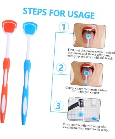 Gatuida 6 Pcs Tongue Cleaning Brush Set | Nanoplastic Metal Tongue Scraper in Orange & Blue | 19.5x3x0.6 cm - Improve Oral Hygiene - Buy Online on GoSupps.com
