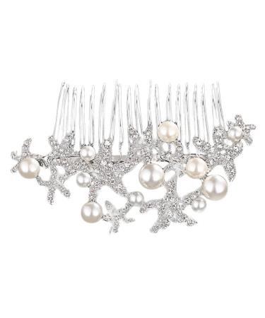 HONMEET Wedding Hair Comb Hair Pearls Hair Teasing Comb Hair Combs for Women Comb for Bridal Wedding Headpiece for Bride Hair Comb for Bride Halloween Hair Comb Rhinestone Hair Comb Tiara