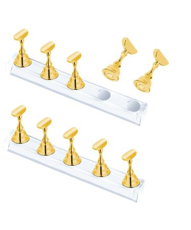 Justotry 2 Set Gold Nagel Stand for Press on Nails Display Fake Nails Holder for Painting Naice Practices Beginner Acrylic Nail Art Kit Accessories DIY NAGEL HALTER FOR FACK NAY MANIKUNE TOORE