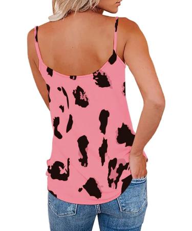 Sleeveless Top Trendy V Neck Leopard Print Polyester Comfortable Women Spaghetti Strap Top for Leisure Outing (M) - Buy Online on GoSupps.com