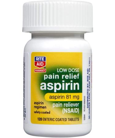Rite Aid Enteric Coated Aspirin 81mg - 120ct Low Dose NSAID for Migraine & Headache Relief - Buy Online on GoSupps.com