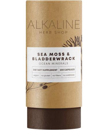 Alkaline Herb Store Sea Moss and Bladderwrack Organic Plant Based Dietary Supplement 200 Capsules No Fillers Iron Iodine Calcium