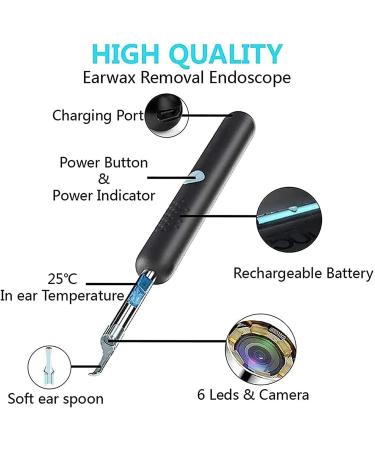XIXIDIAN Ear Wax Removal Tool 4.5mm Ear Wax Removal Ear Cleaner Wireless Ear Otoscope with 6 LED Light for Adults Kids - Buy Online on GoSupps.com