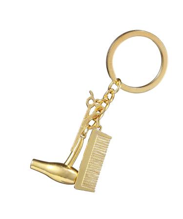 Hair Dryer Keyring Scissor Comb Pendant Keychain | Hairdresser Hair Stylist Jewelry Fashionable Pendant For Salon Graduation Jewelry Gold