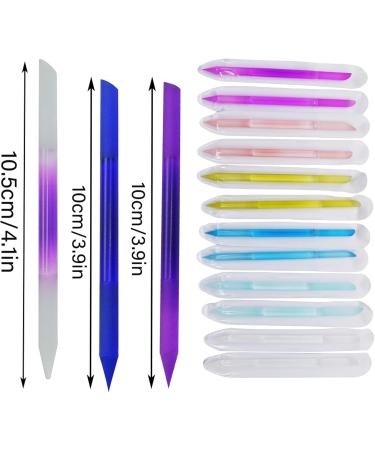 12Pcs Glass Cuticle Pusher Double Ended Manicure Stick Crystal Cuticle Pusher Glass File Professional Filing Stick - Buy Online on GoSupps.com
